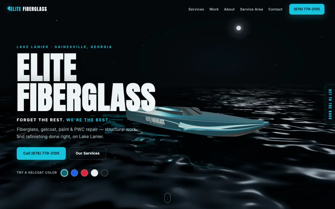 The Elite Fiberglass home page at elite-fiberglass.com