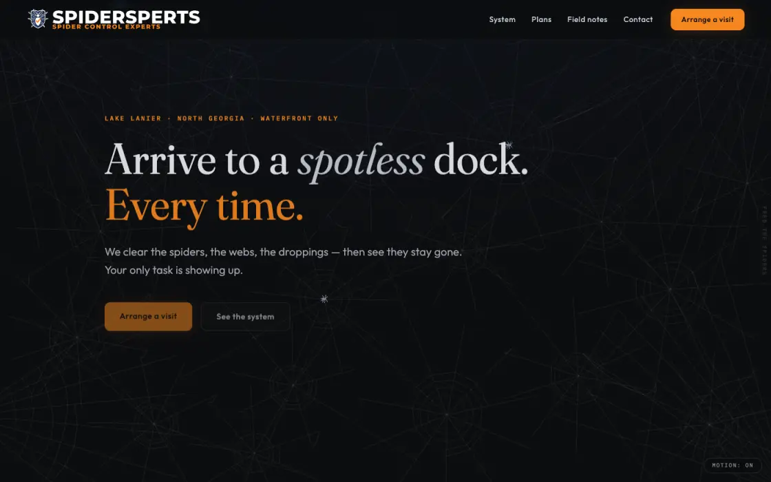 The Spidersperts home page at spidersperts.com